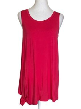 Logo Lori Goldstein Women’s Tank Top Knot Hem Sleeveless Fuchsia Small stretch